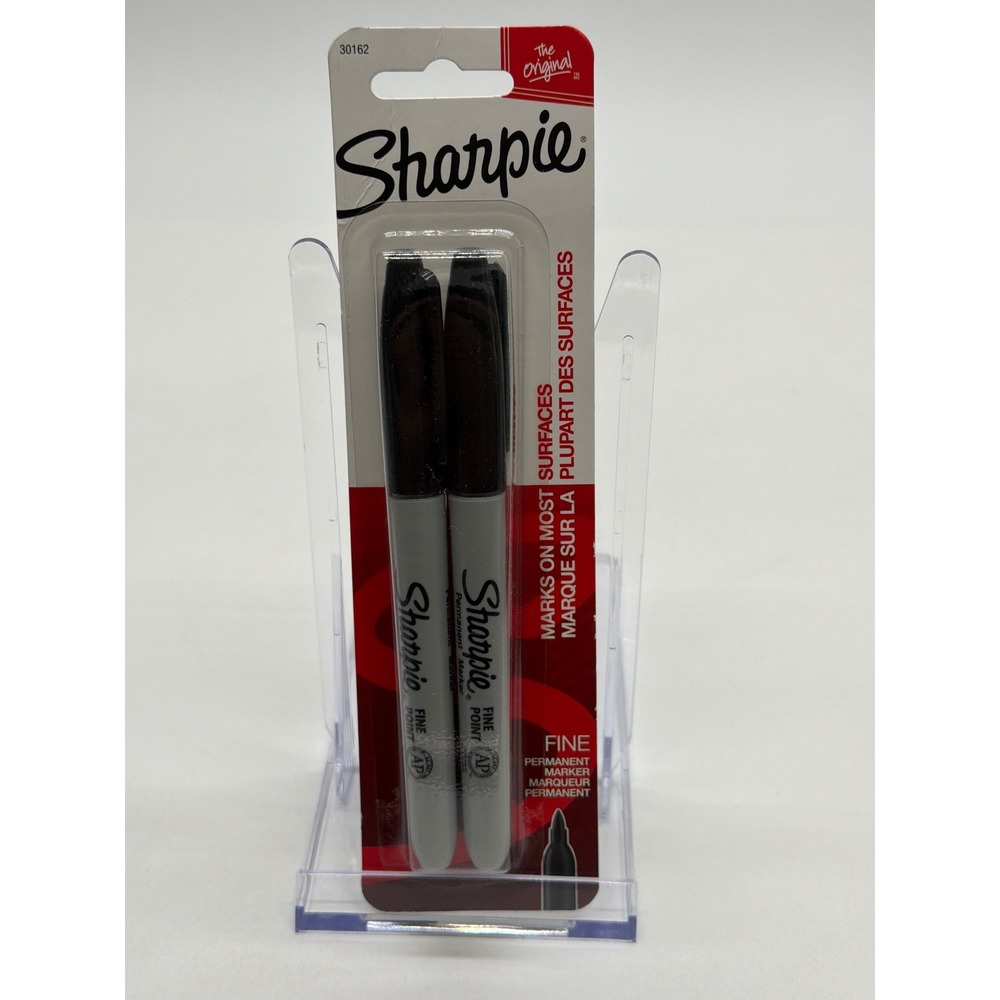 Sharpie Fine Point Permanent Markers Black Ink 2 Count 30162 New Pack